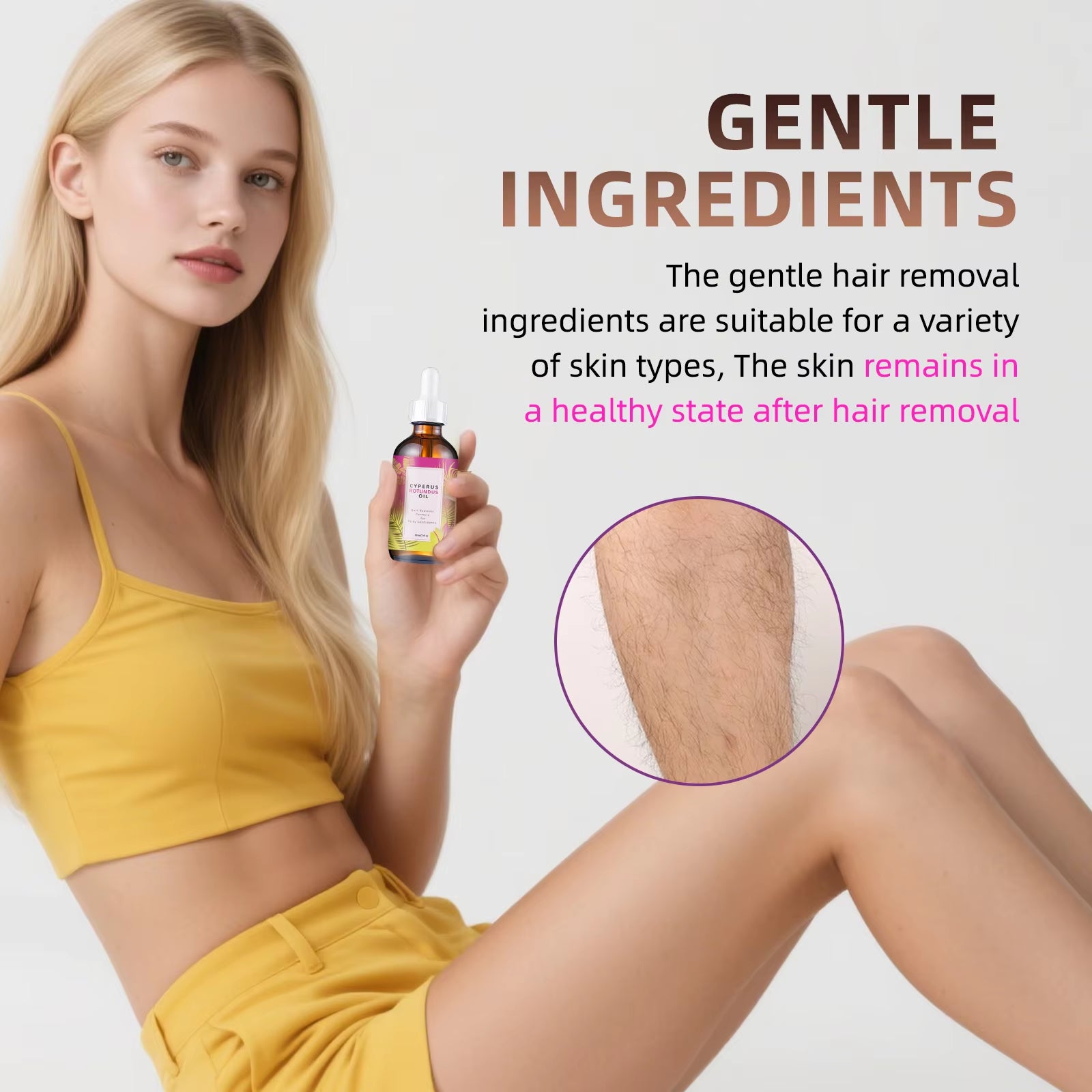 Multi-Action Hair Reduction Oil 60ml - Natural Jojoba and Almond Blend for Softer Skin and Reduced Hair Growth on Face and Body